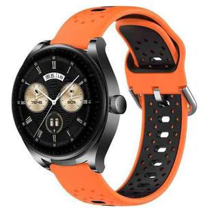 For Huawei Watch Buds 22mm Breathable Two-Color Silicone Watch Band(Orange+Black)