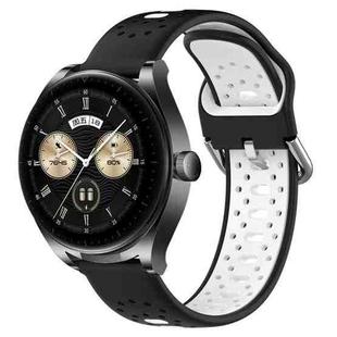 For Huawei Watch Buds 22mm Breathable Two-Color Silicone Watch Band(Black+White)