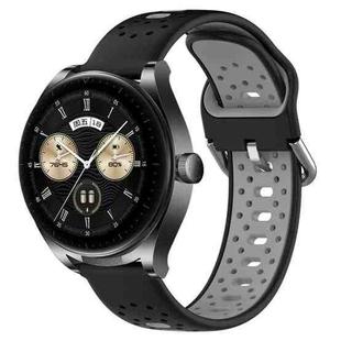 For Huawei Watch Buds 22mm Breathable Two-Color Silicone Watch Band(Black+Grey)