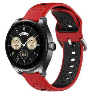 For Huawei Watch Buds 22mm Breathable Two-Color Silicone Watch Band(Red+Black)