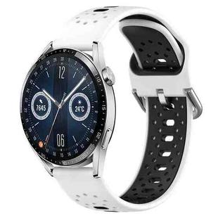 For Huawei Watch GT3 46mm 22mm Breathable Two-Color Silicone Watch Band(White+Black)