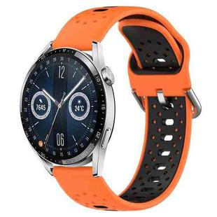 For Huawei Watch GT3 46mm 22mm Breathable Two-Color Silicone Watch Band(Orange+Black)