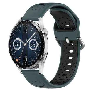 For Huawei Watch GT3 46mm 22mm Breathable Two-Color Silicone Watch Band(Olive Green+Black)