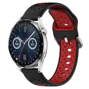 For Huawei Watch GT3 46mm 22mm Breathable Two-Color Silicone Watch Band(Black+Red)