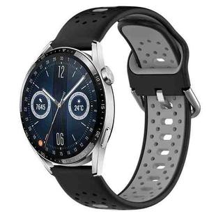 For Huawei Watch GT3 46mm 22mm Breathable Two-Color Silicone Watch Band(Black+Grey)