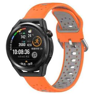 For Huawei Watch GT Runner 22mm Breathable Two-Color Silicone Watch Band(Orange+Grey)