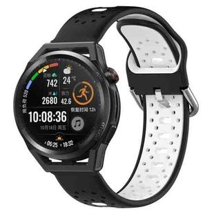 For Huawei Watch GT Runner 22mm Breathable Two-Color Silicone Watch Band(Black+White)