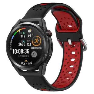 For Huawei Watch GT Runner 22mm Breathable Two-Color Silicone Watch Band(Black+Red)