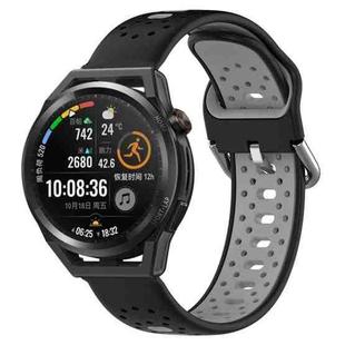 For Huawei Watch GT Runner 22mm Breathable Two-Color Silicone Watch Band(Black+Grey)