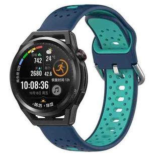 For Huawei Watch GT Runner 22mm Breathable Two-Color Silicone Watch Band(Blue+Teal)