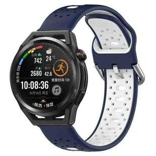 For Huawei Watch GT Runner 22mm Breathable Two-Color Silicone Watch Band(Midnight Blue+White)