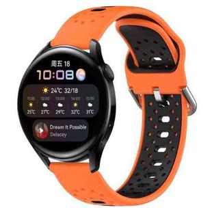 For Huawei Watch 3 22mm Breathable Two-Color Silicone Watch Band(Orange+Black)
