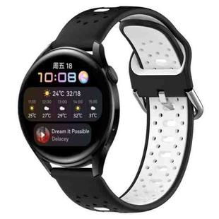 For Huawei Watch 3 22mm Breathable Two-Color Silicone Watch Band(Black+White)