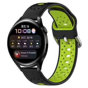 For Huawei Watch 3 22mm Breathable Two-Color Silicone Watch Band(Black+Lime Green)