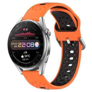 For Huawei Watch 3 Pro 22mm Breathable Two-Color Silicone Watch Band(Orange+Black)