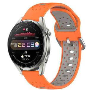 For Huawei Watch 3 Pro 22mm Breathable Two-Color Silicone Watch Band(Orange+Grey)