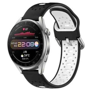 For Huawei Watch 3 Pro 22mm Breathable Two-Color Silicone Watch Band(Black+White)