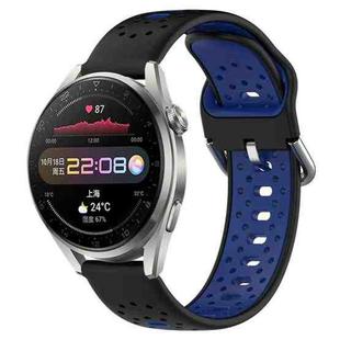 For Huawei Watch 3 Pro 22mm Breathable Two-Color Silicone Watch Band(Black+Blue)