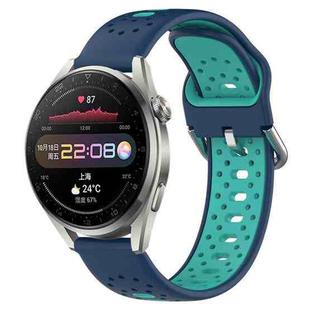 For Huawei Watch 3 Pro 22mm Breathable Two-Color Silicone Watch Band(Blue+Teal)