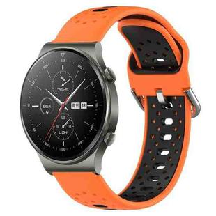 For Huawei GT2 Pro 22mm Breathable Two-Color Silicone Watch Band(Orange+Black)