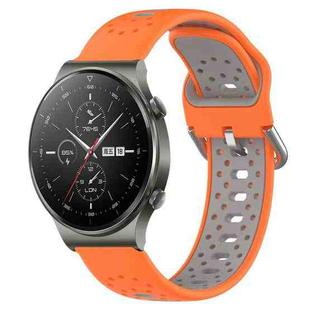 For Huawei GT2 Pro 22mm Breathable Two-Color Silicone Watch Band(Orange+Grey)