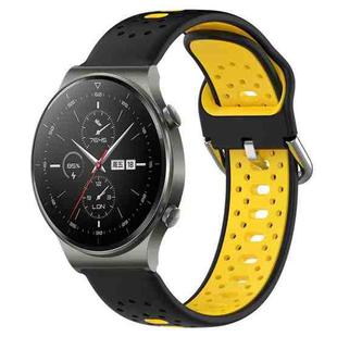 For Huawei GT2 Pro 22mm Breathable Two-Color Silicone Watch Band(Black+Yellow)