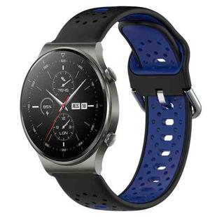 For Huawei GT2 Pro 22mm Breathable Two-Color Silicone Watch Band(Black+Blue)