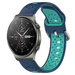 For Huawei GT2 Pro 22mm Breathable Two-Color Silicone Watch Band(Blue+Teal)