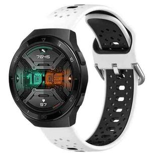 For Huawei Watch GT 2e 22mm Breathable Two-Color Silicone Watch Band(White+Black)