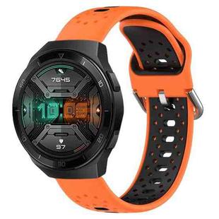 For Huawei Watch GT 2e 22mm Breathable Two-Color Silicone Watch Band(Orange+Black)