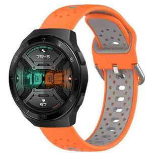 For Huawei Watch GT 2e 22mm Breathable Two-Color Silicone Watch Band(Orange+Grey)