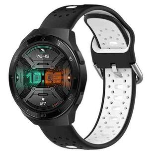 For Huawei Watch GT 2e 22mm Breathable Two-Color Silicone Watch Band(Black+White)