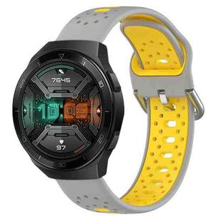 For Huawei Watch GT 2e 22mm Breathable Two-Color Silicone Watch Band(Grey+Yellow)