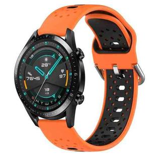 For Huawei GT2 46mm 22mm Breathable Two-Color Silicone Watch Band(Orange+Black)