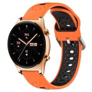 For Honor Watch GS 3 22mm Breathable Two-Color Silicone Watch Band(Orange+Black)