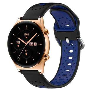 For Honor Watch GS 3 22mm Breathable Two-Color Silicone Watch Band(Black+Blue)