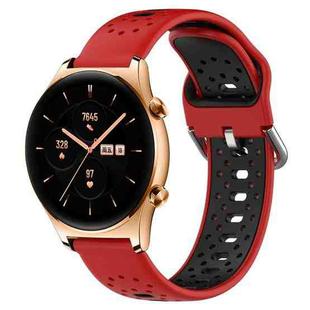 For Honor Watch GS 3 22mm Breathable Two-Color Silicone Watch Band(Red+Black)