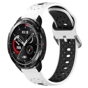 For Honor Watch GS Pro 22mm Breathable Two-Color Silicone Watch Band(White+Black)