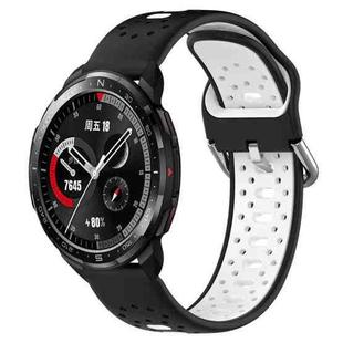 For Honor Watch GS Pro 22mm Breathable Two-Color Silicone Watch Band(Black+White)