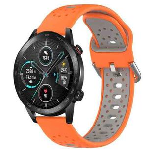 For Honor Magic Watch 2 46mm 22mm Breathable Two-Color Silicone Watch Band(Orange+Grey)