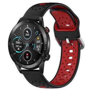 For Honor Magic Watch 2 46mm 22mm Breathable Two-Color Silicone Watch Band(Black+Red)