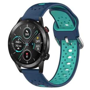 For Honor Magic Watch 2 46mm 22mm Breathable Two-Color Silicone Watch Band(Blue+Teal)