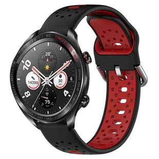 For Honor Watch Dream 22mm Breathable Two-Color Silicone Watch Band(Black+Red)