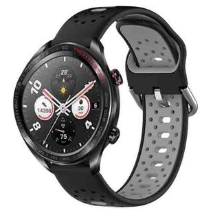 For Honor Watch Dream 22mm Breathable Two-Color Silicone Watch Band(Black+Grey)