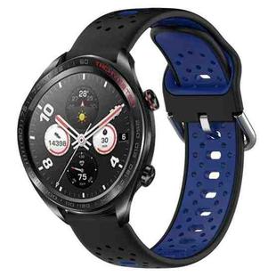For Honor Watch Dream 22mm Breathable Two-Color Silicone Watch Band(Black+Blue)
