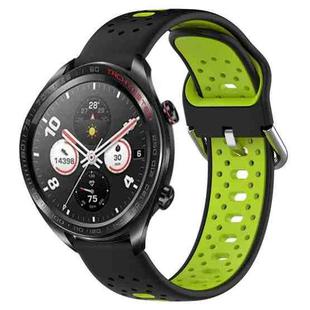 For Honor Watch Dream 22mm Breathable Two-Color Silicone Watch Band(Black+Lime Green)