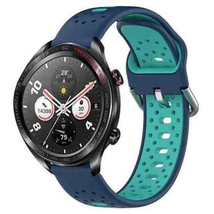 For Honor Watch Dream 22mm Breathable Two-Color Silicone Watch Band(Blue+Teal)