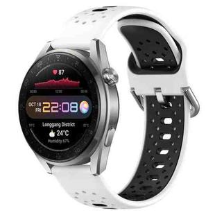 For Huawei Watch 3 Pro New 22mm Breathable Two-Color Silicone Watch Band(White+Black)