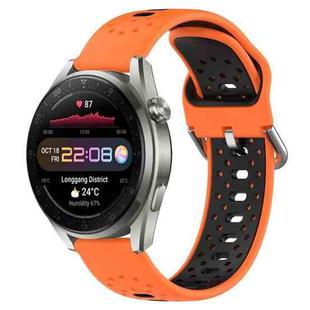 For Huawei Watch 3 Pro New 22mm Breathable Two-Color Silicone Watch Band(Orange+Black)