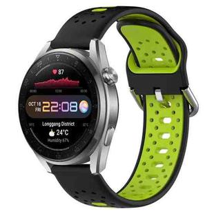 For Huawei Watch 3 Pro New 22mm Breathable Two-Color Silicone Watch Band(Black+Lime Green)